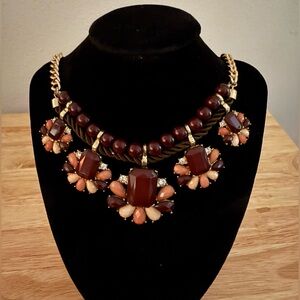 Elegant Gold and Brown Statement Necklace